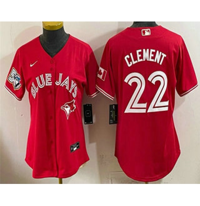 Women's Toronto Blue Jays #22 Ernie Clement Red 50 Seasons Stitched Jersey