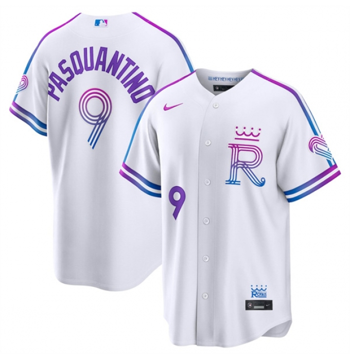 Men's Kansas City Royals #9 Vinnie Pasquantino White 2026 City Connect Stadium Stitched Baseball Jersey