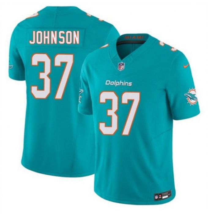 Men's Miami Dolphins #37 Isaiah Johnson Aqua 2026 F.U.S.E. Vapor Limited Football Stitched Jersey