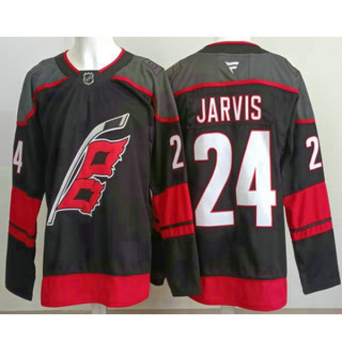 Men's Carolina Hurricanes #24 Seth Jarvis Black Authentic Jersey