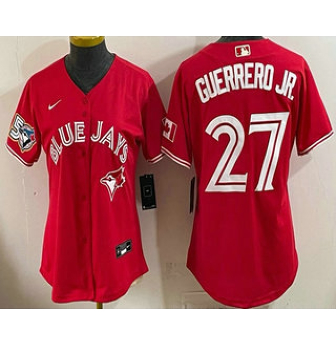 Women's Toronto Blue Jays #27 Vladimir Guerrero Jr Red 50 Seasons Stitched Jersey