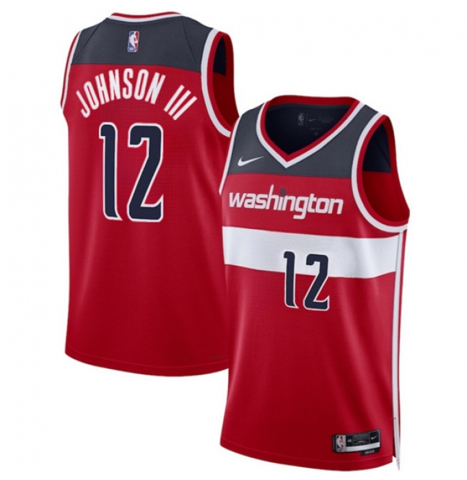 Men's Washington Wizards #12 Tre Johnson III Red 2025 Draft Icon Edition Stitched Basketball Jersey