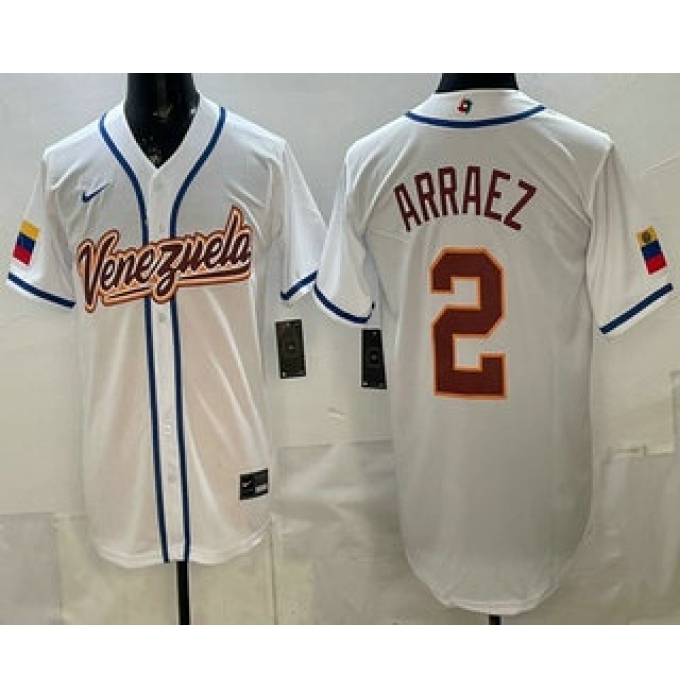 Men's Venezuela #2 Luis Arraez White 2026 World Baseball Classic Cool Base Jersey