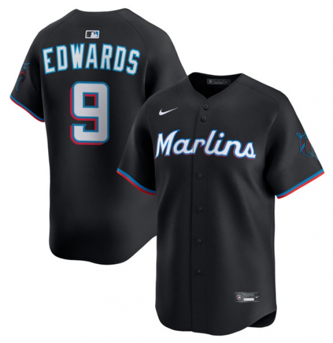 Men's Miami Marlins #9 Xavier Edwards Black 2024 Alternate Limited Stitched Baseball Jersey