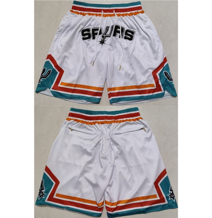 Men's San Antonio Spurs White Shorts (Run Smaller)