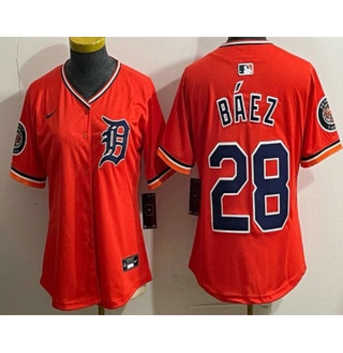 Women's Detroit Tigers #28 Javier Baez Orange Limited Jersey