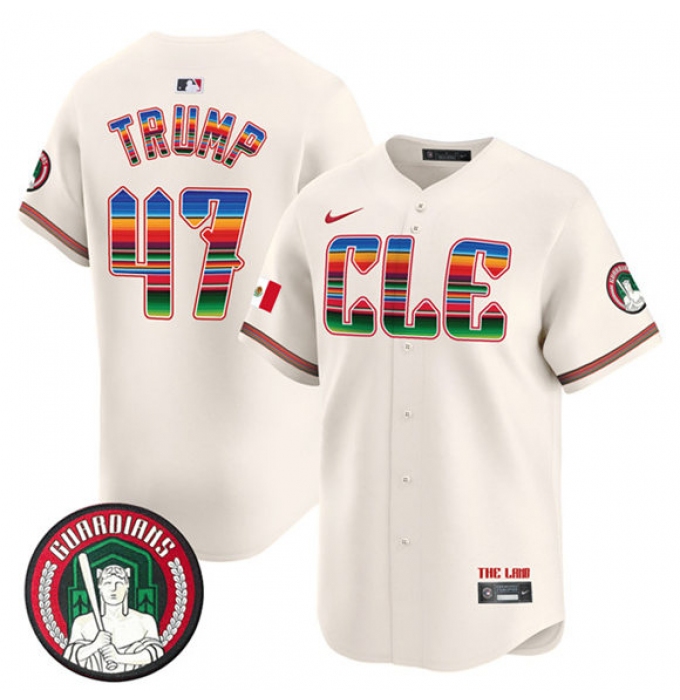 Men's Cleveland Guardians #47 Donald Trump Cream Mexico Vapor Premier Limited Stitched Baseball Jersey