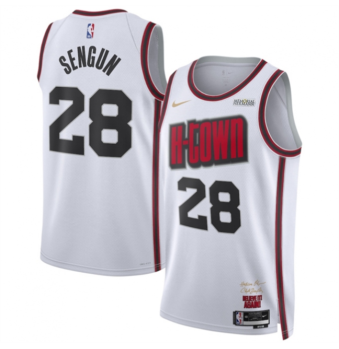 Men's Houston Rockets #28 Alperen Sengun White 2024-25 City Edition Stitched Jersey