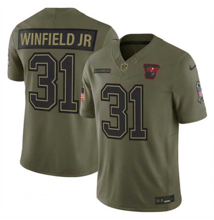 Men's Tampa Bay Buccaneers #31 Antoine Winfield Jr. Olive 2025 Salute to Service Limited Football Stitched Jersey
