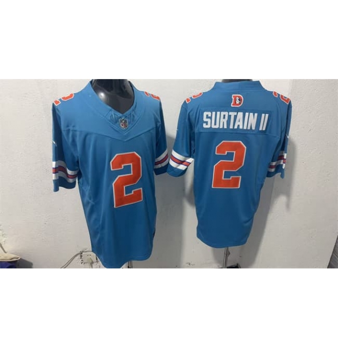 Men's Denver Broncos #2 Pat Surtain II Blue F.U.S.E. With Throwback Vapor Limited Football Stitched Jersey