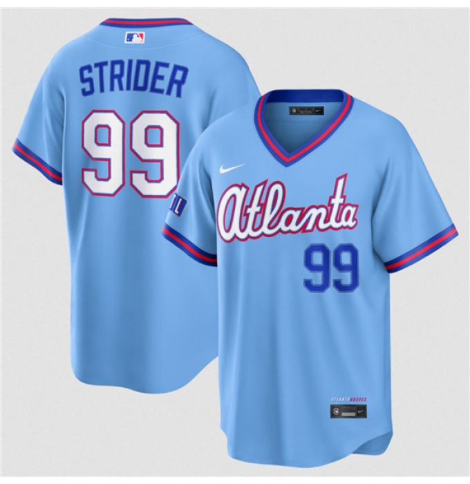 Men's Atlanta Braves #99 Spencer Strider Powder Blue 2026 City Connect Stadium Stitched Baseball Jersey
