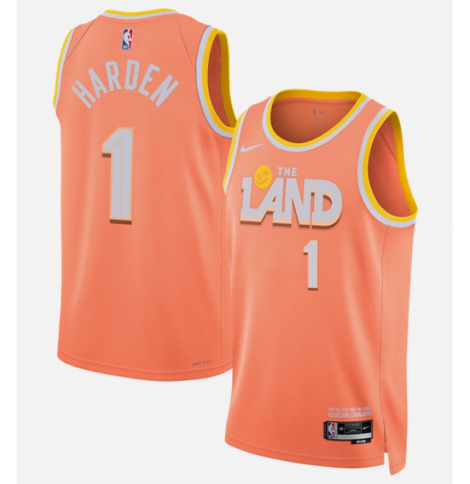 Men's Cleveland Cavaliers #1 James Harden Orange 2025-26 City Edition Stitched Basketball Jersey