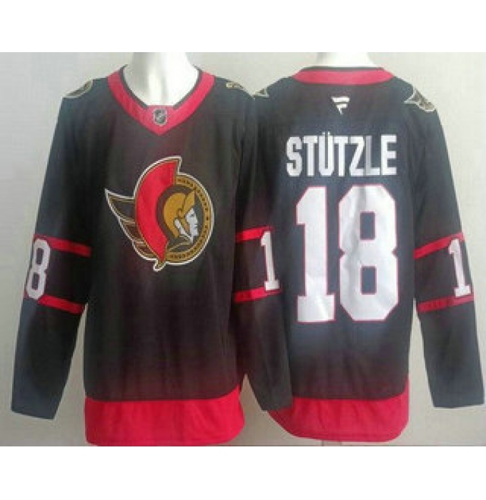 Men's Ottawa Senators #18 Tim Stutzle Black Authentic Jersey