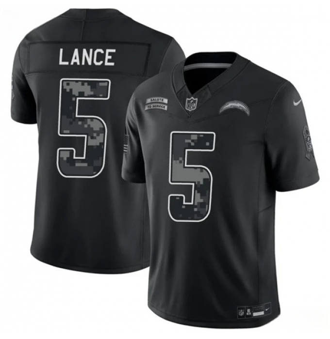 Men's Los Angeles Chargers #5 Trey Lance Black 2026 F.U.S.E. Salute to Service Limited Football Stitched Jersey