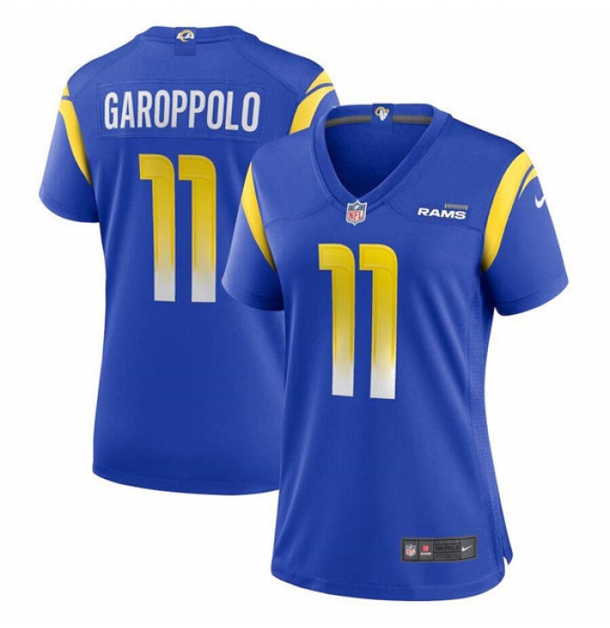 Women's Los Angeles Rams #11 Jimmy Garoppolo Royal Stitched Game Jersey(Run Small)