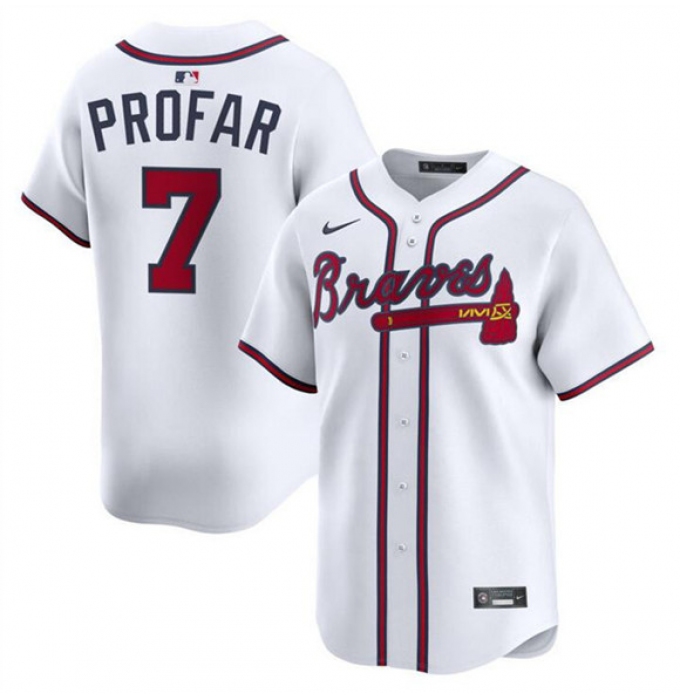 Men's Atlanta Braves #7 Jurickson Profar White 2025 Home Limited Stitched Baseball Jersey