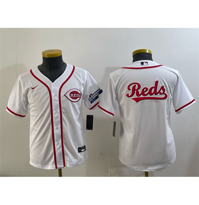 Youth Cincinnati Reds Team Big Logo White 2025 Speedway Classic Stitched Baseball Jersey