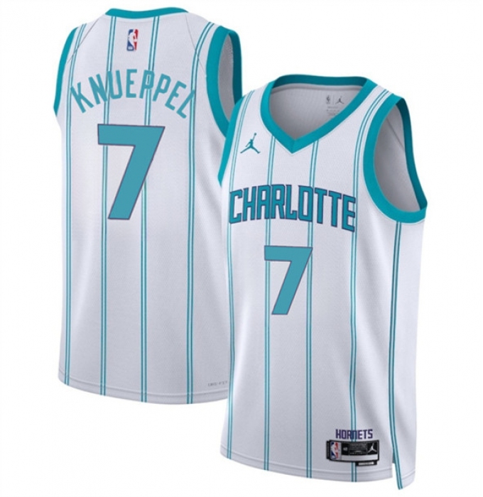 Men's Charlotte Hornets #7 Kon Knueppel White 2025 Draft Association Edition Stitched Basketball Jersey