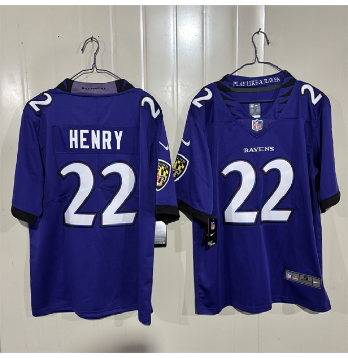 Men's Baltimore Ravens #22 Derrick Henry Purple 2026 Alternate Vapor Limited Football Stitched Jersey