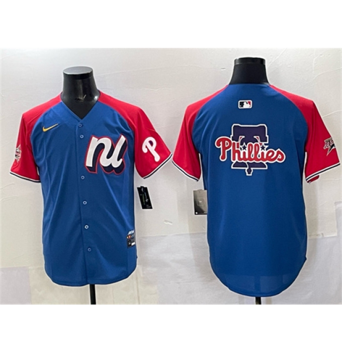 Men's National League Philadelphia Phillies Team Big Logo Blue Red Alternate 2025 All-Star Edition Limited Stitched Baseball Jersey